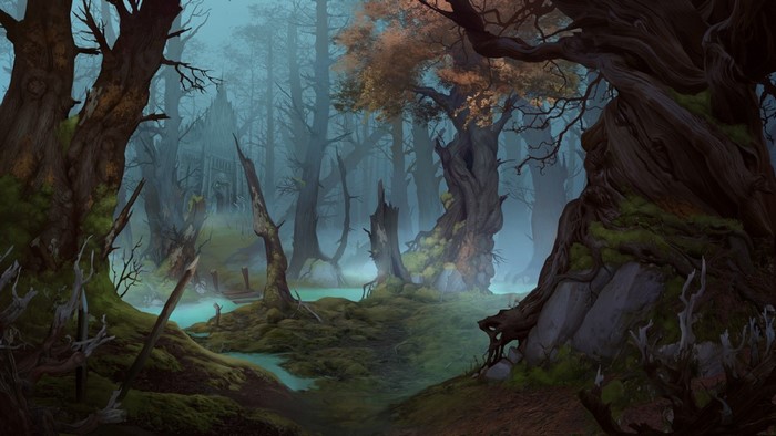Digital art of a fantasy swamp by Elizaveta Lebedeva