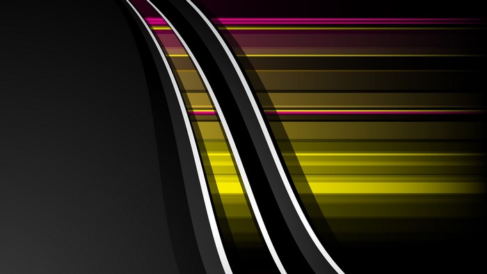 Abstract yellow and magenta horizontal lines with dark curves
