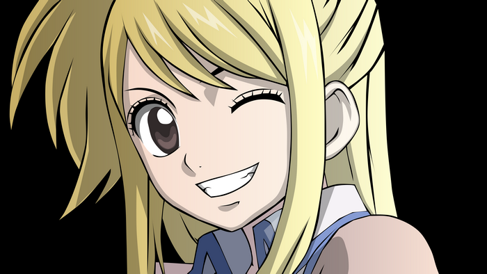 Lucy Heartfilia from Fairy Tail winking