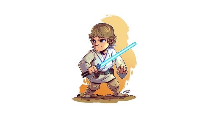 Luke Skywalker from Star Wars with a lightsaber