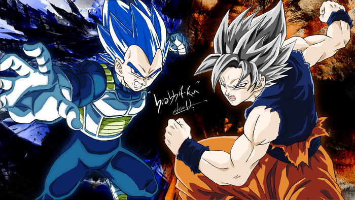 Son Goku and Vegeta Intense Battle Pose