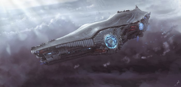 Spaceship artwork by Dmitrii Ustinov
