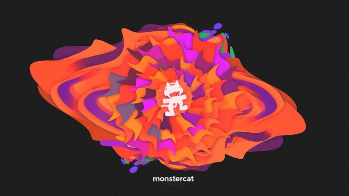 Monstercat logo with abstract colorful explosion