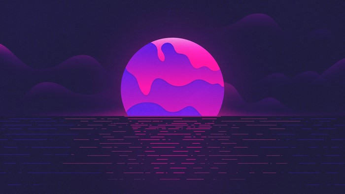Digital art sunset over the sea