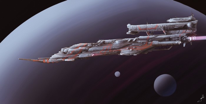 Spaceship artwork by Dmitrii Ustinov