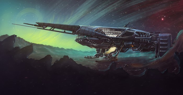 Spaceship artwork by Dmitrii Ustinov