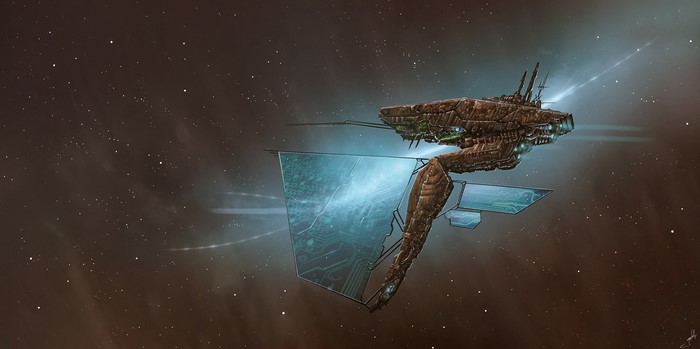 Spaceship artwork by Dmitrii Ustinov