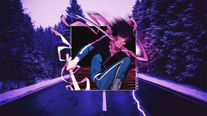 Anime character with sword on a road