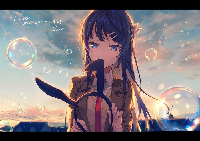 Mai Sakurajima from Seishun Buta Yarō wa Bunny Girl-senpai no Yume wo Minai with bunny ears