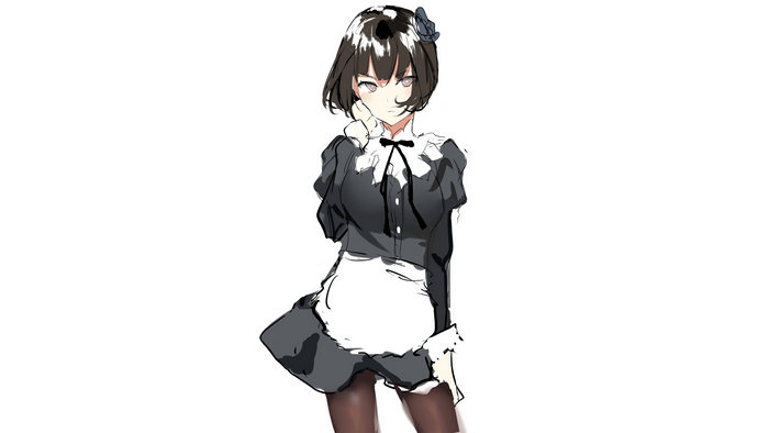 Anime girl in maid outfit with short hair