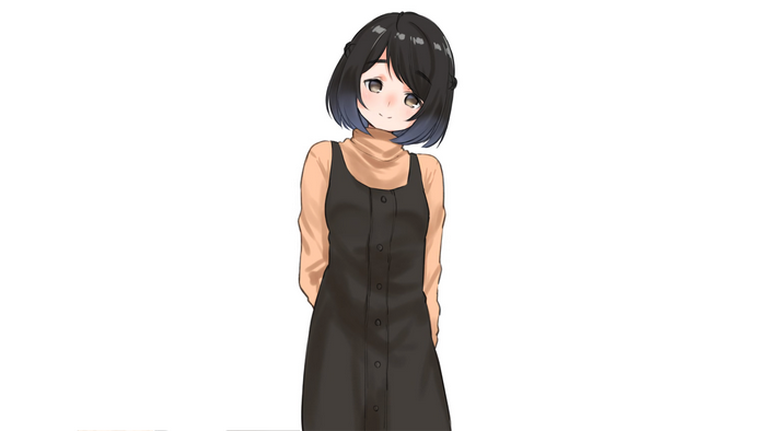 Anime girl with short hair wearing a dress