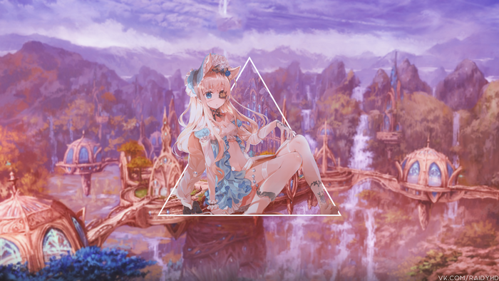 Anime girl in a fantasy landscape
