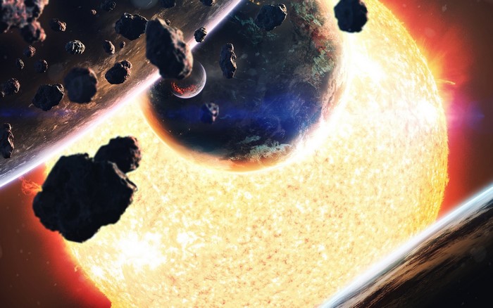 Planets and asteroids near a bright sun