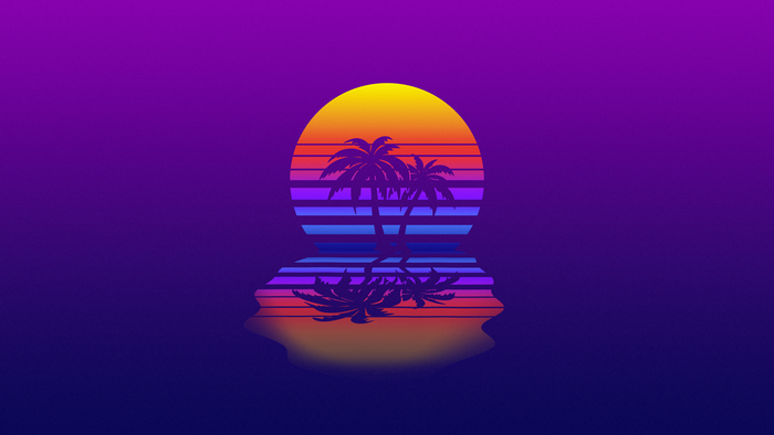 4K Retrowave Sunset with Palm Trees