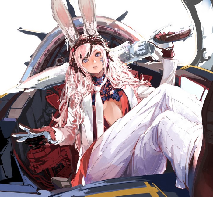 Viera Character from Final Fantasy XIV in Cockpit