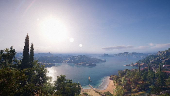 Assassin's Creed Odyssey screenshot of a coastal landscape