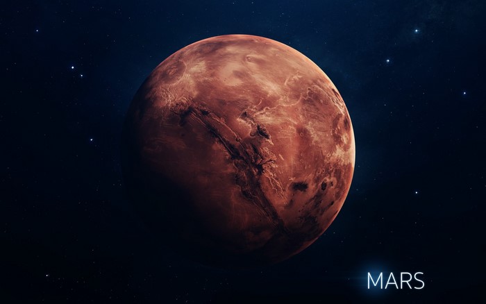 Mars planet in space art by Vadim Sadovski