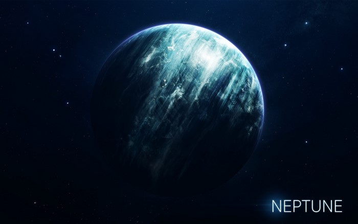 Neptune planet in deep space with stars