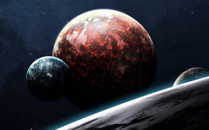 Space art by Vadim Sadovski with planets