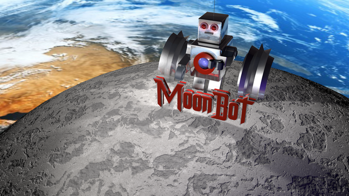 MoonBot on the Moon with Earth in the Background