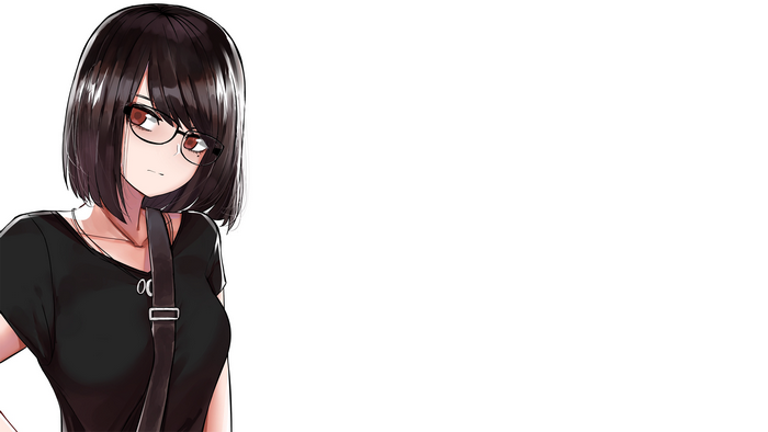 Anime girl with short dark hair and glasses