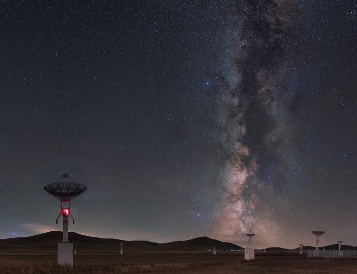 Radiotelescopes under the Milky Way in China