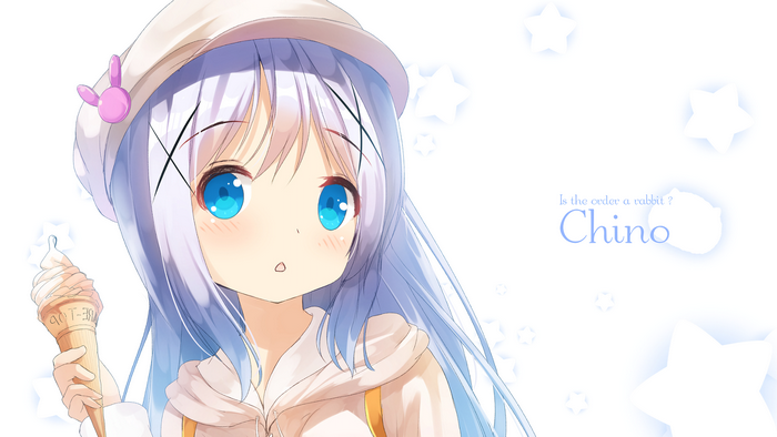 Kafuu Chino from Gochuumon wa Usagi Desu ka? holding ice cream