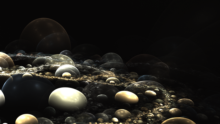 Abstract fractal spheres on dark background