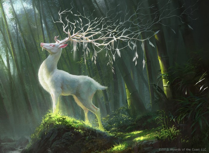 Fantasy Art White Deer in Forest