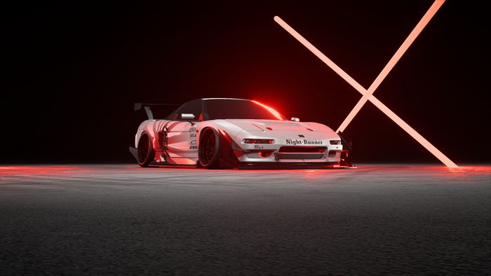 White Honda NSX mk1 with red neon lights