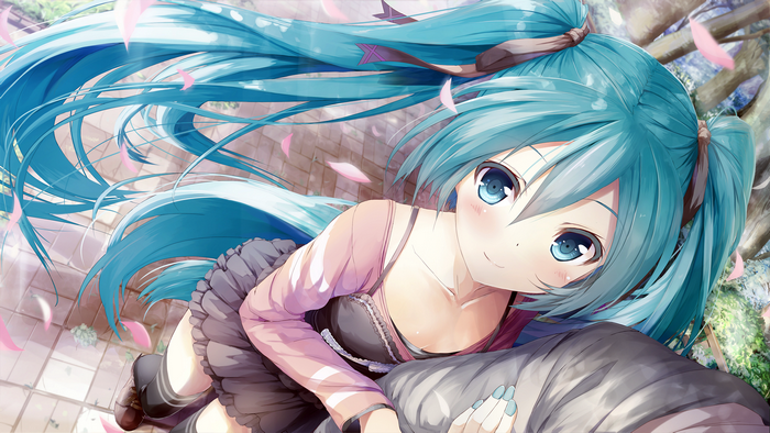 Hatsune Miku with Blue Hair and Black Stockings
