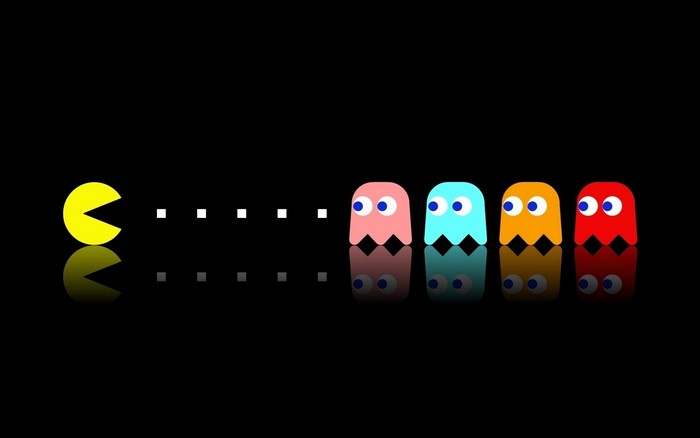Pac-Man and ghosts in a video game
