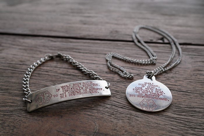 Cryonics Institute necklace and bracelet