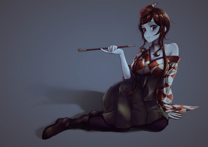 Yugiri from Zombieland Saga holding a pipe