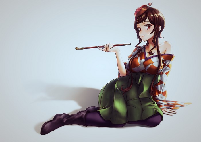 Yugiri from Zombieland Saga holding a pipe