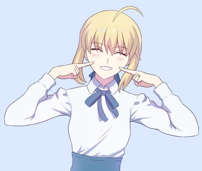 Saber from Fate/Stay Night smiling