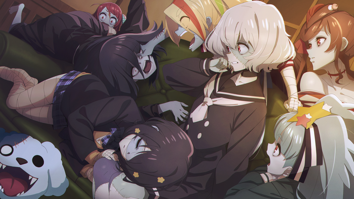 Zombieland Saga girls lying on a couch