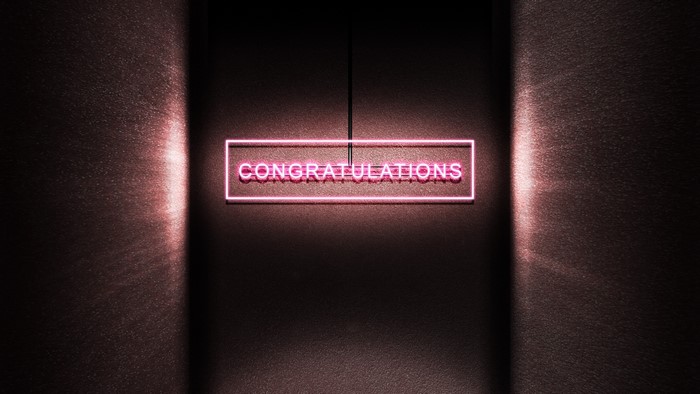 Neon sign that says CONGRATULATIONS