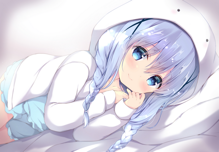 Kafuu Chino from Gochuumon wa Usagi Desu ka? in bed