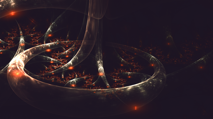 Abstract fractal art with orange lights