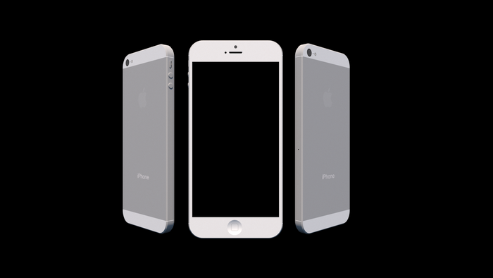 Three iPhones rendered on a black background