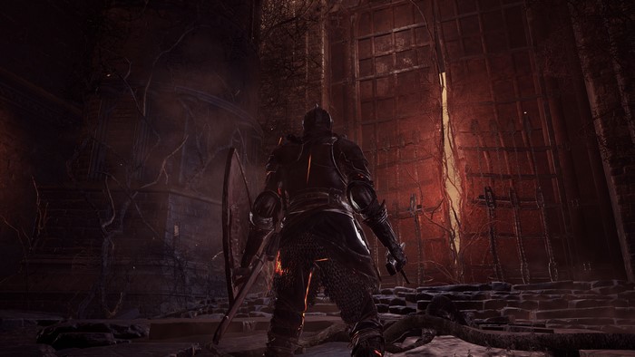 Dark Souls III Knight in front of large gate