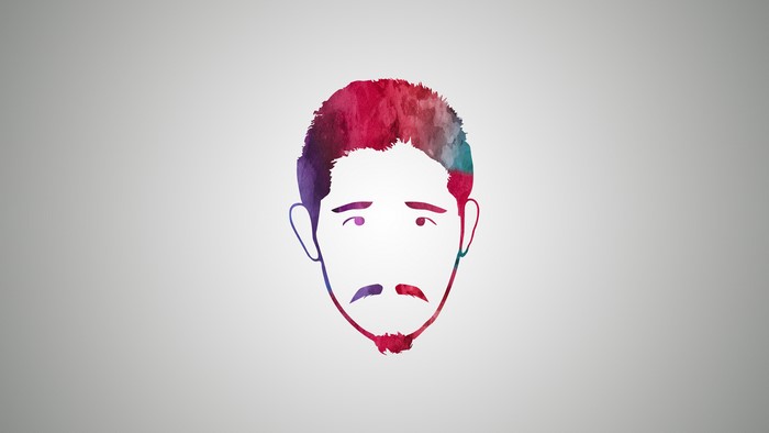 Man with watercolor beard and mustache