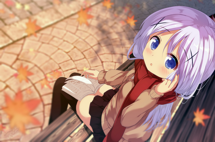 Kafuu Chino from Gochuumon wa Usagi Desu ka? reading a book