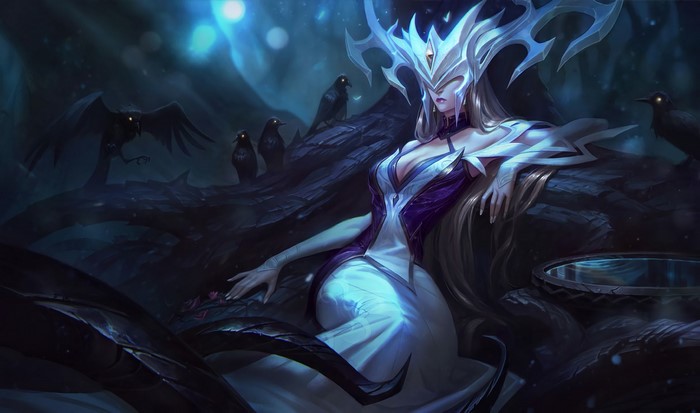 Lissandra from League of Legends in a dark fantasy setting