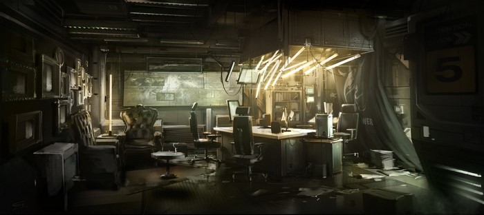 Deus Ex Cyberpunk Office Artwork