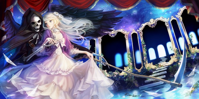 Anime girl with Grim Reaper and scythe