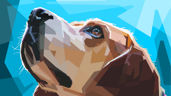 Polygon art illustration of a beagle dog