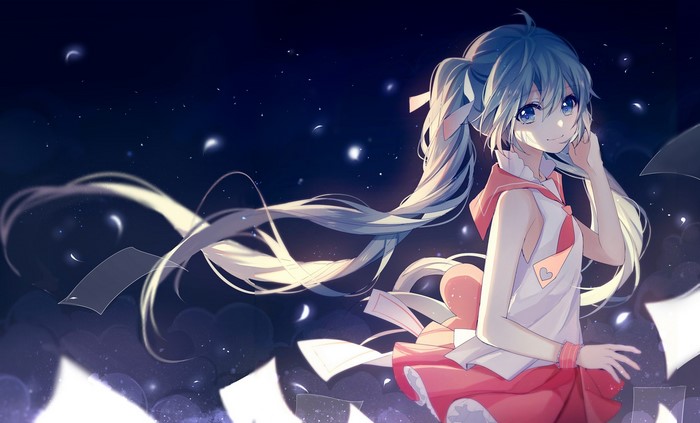 Anime girl with blue hair and blue eyes