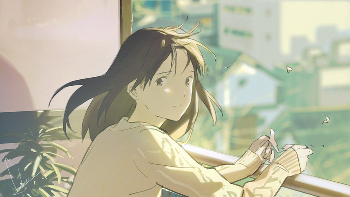 Anime girl by the window